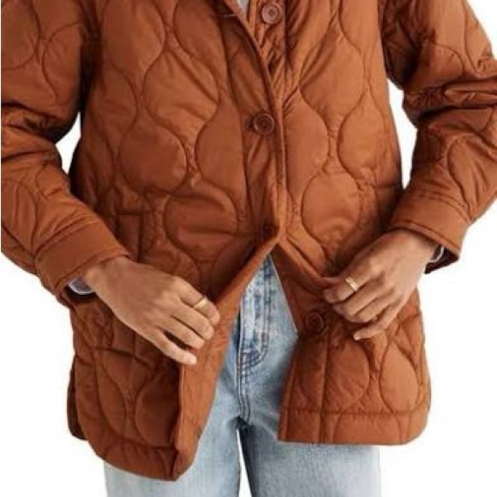 Madewell Quilted Puffer Jacket in Warm Brown